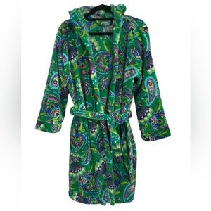 Vera Bradley Green Multicolor Hooded Robe Size S /M